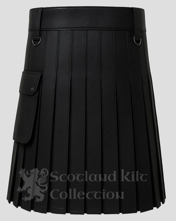 Gothic Halloween Hybrid Leather Utility Kilt with Spooky Front